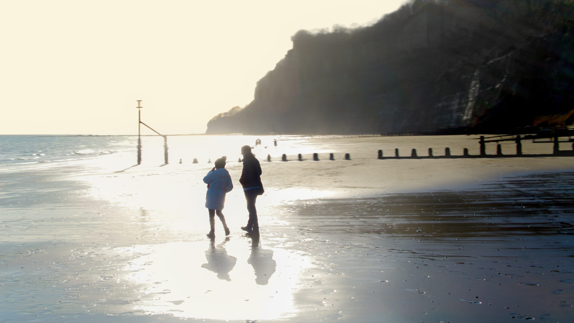 Romantic Winter Walking on the Beach, Luccombe Hall Hotel, Shanklin, Isle of Wight
